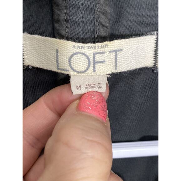 ANN TAYLOR LOFT Crop Blazer Women Size Med Gray Button Up Lightweight Jacket - Picture 3 of 14